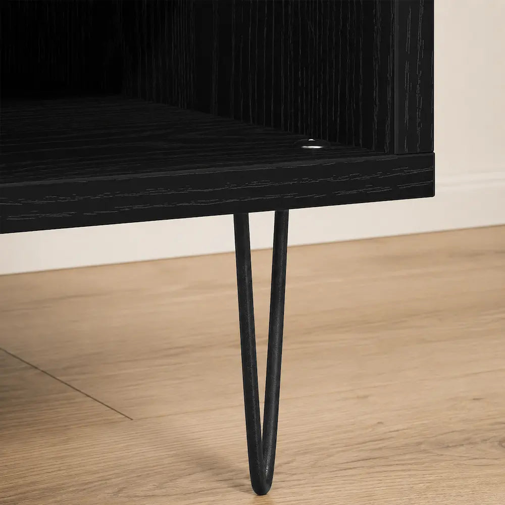 Meuble vinyle pour platine - Chêne noir - 84,5 x 38 x 48 cm