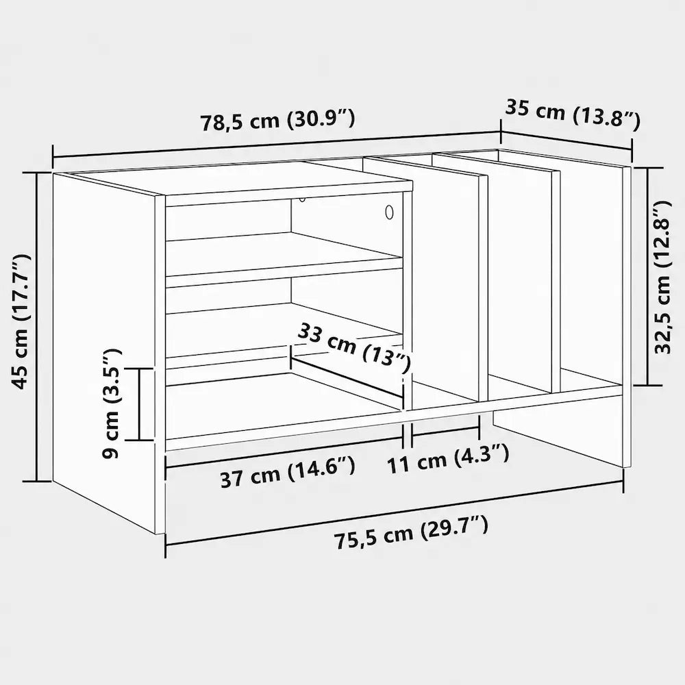 Meuble vinyle pour platine - Bois blanc - 78,5 x 35 x 45 cm