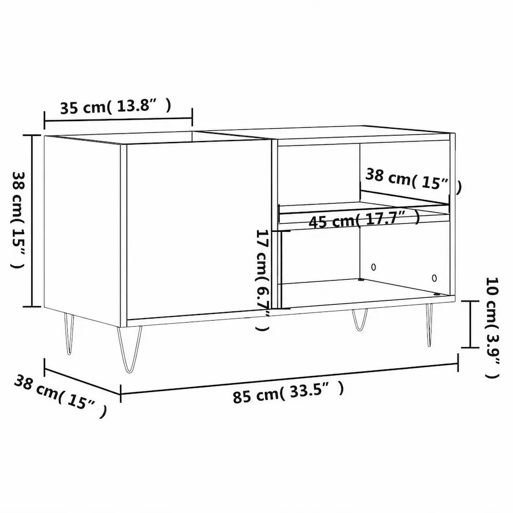 Meuble vinyle pour platine - Bois blanc - 85 x 38 x 48 cm