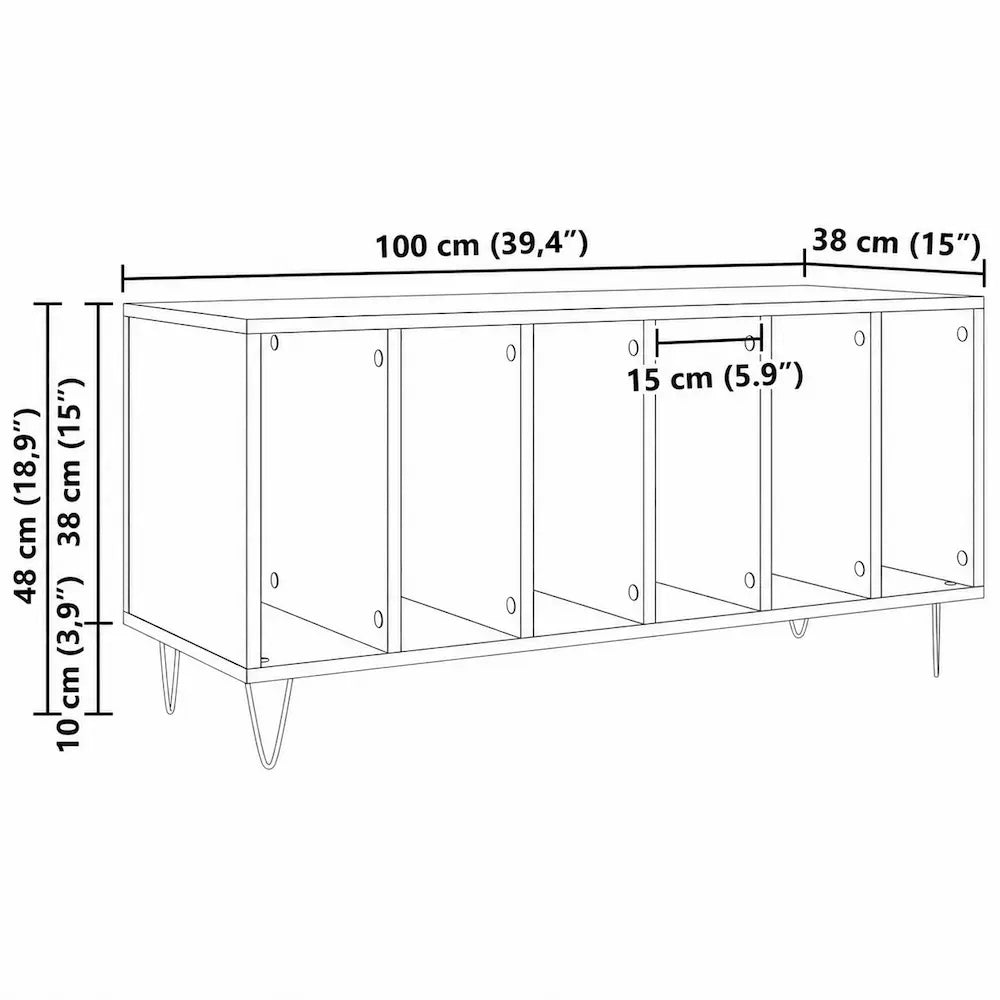 Meuble vinyle pour platine - Chêne artisanal - 100 x 38 x 48 cm