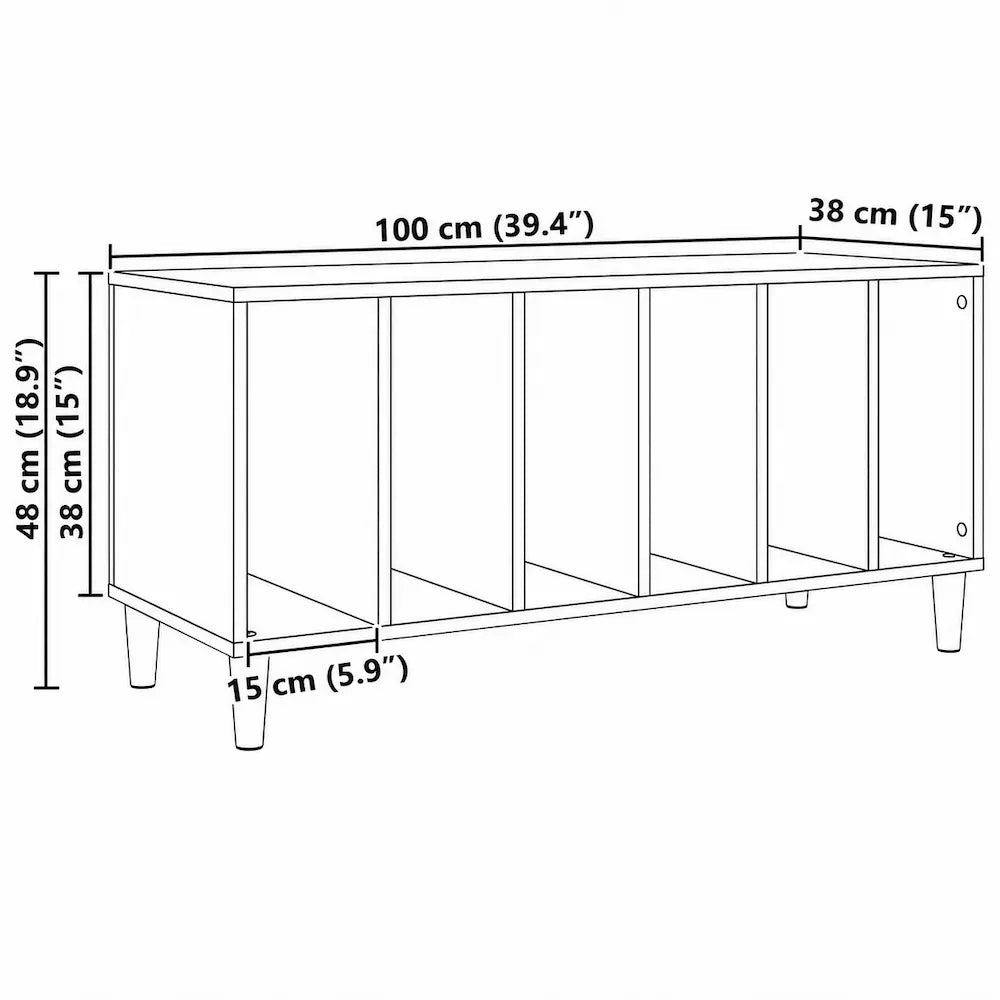 Meuble vinyle pour platine - Chêne artisanal - 100 x 38 x 48 cm
