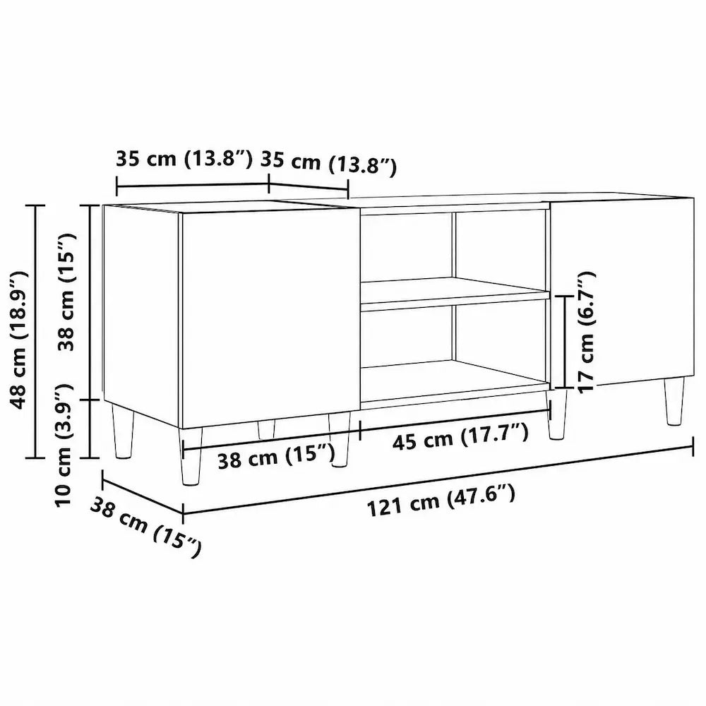 Meuble vinyle pour platine - Chêne artisanal - 121 x 38 x 48 cm