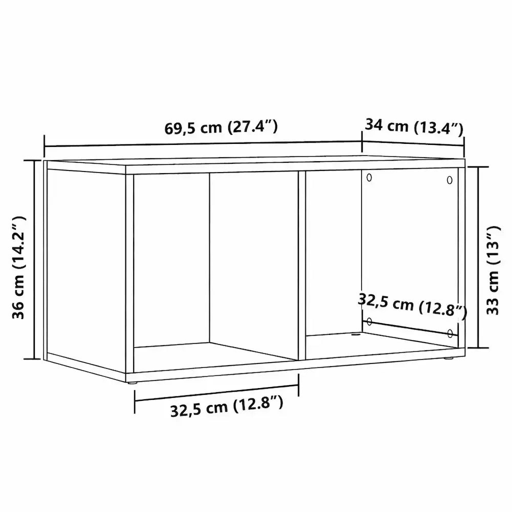 Meuble vinyle pour platine - Chêne artisanal - 69,5 x 34 x 36 cm