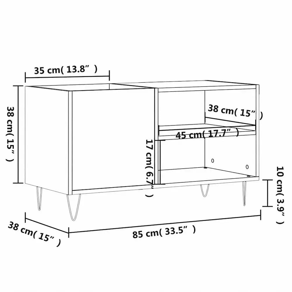 Meuble vinyle pour platine - Chêne artisanal - 84,5 x 38 x 48 cm