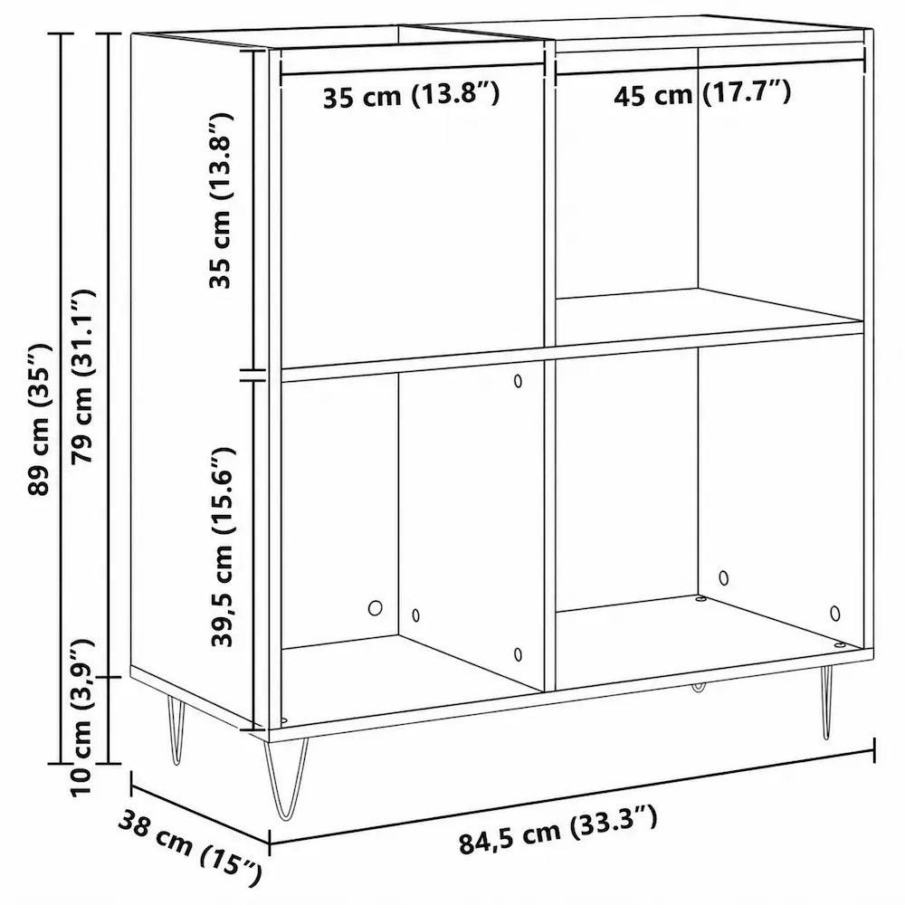 Meuble vinyle pour platine - Chêne artisanal - 85 x 38 x 89 cm