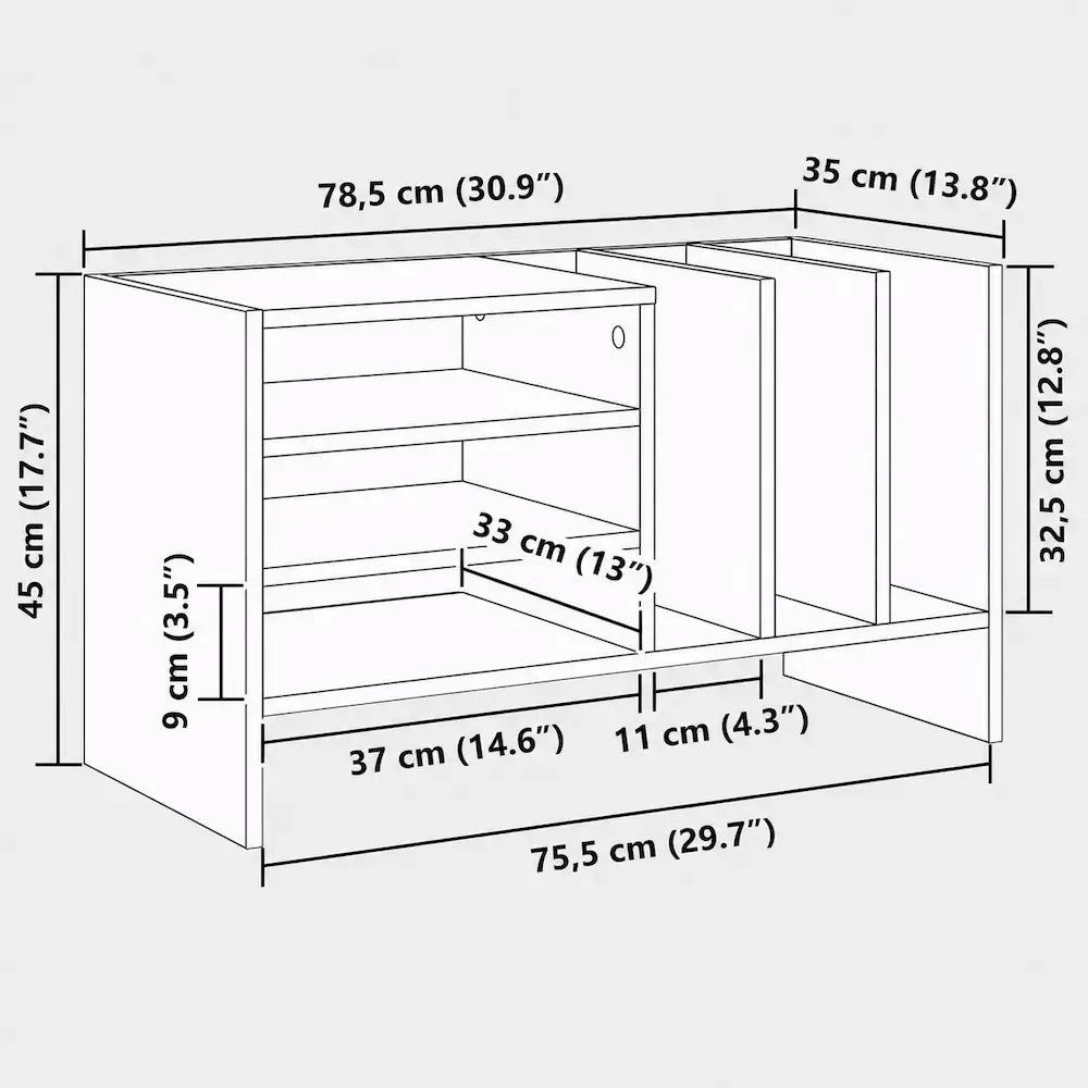 Meuble vinyle pour platine - Chêne fumé - 78,5 x 35 x 45 cm