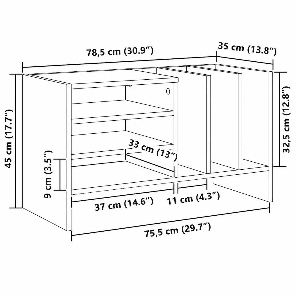 Meuble vinyle pour platine - Gris béton - 78,5 x 35 x 45 cm