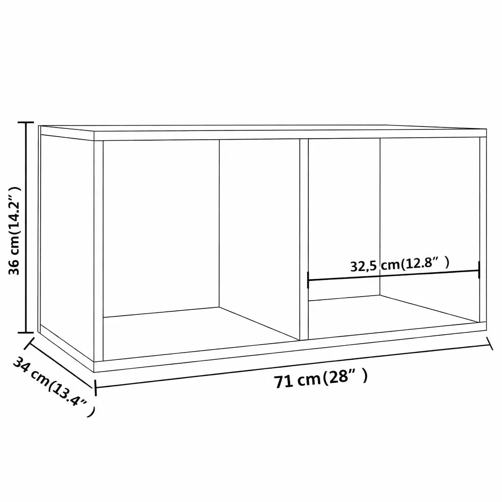 Meuble vinyle pour platine - Bois blanc brillant - 71 x 34 x 36 cm