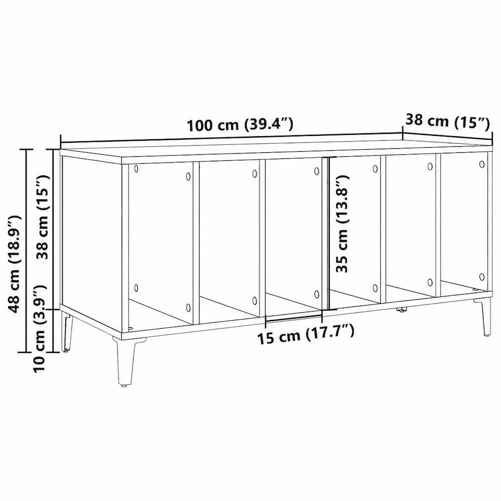 Meuble vinyle pour platine - Vieux bois - 100 x 38 x 48 cm