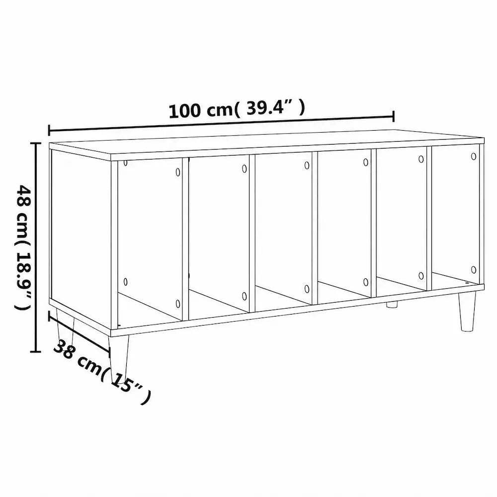 Meuble vinyle pour platine - Bois blanc - 100 x 38 x 48 cm