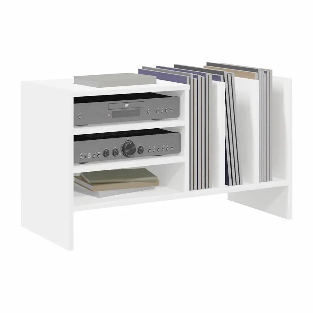 meuble pour platine vinyles couleur bois blanc