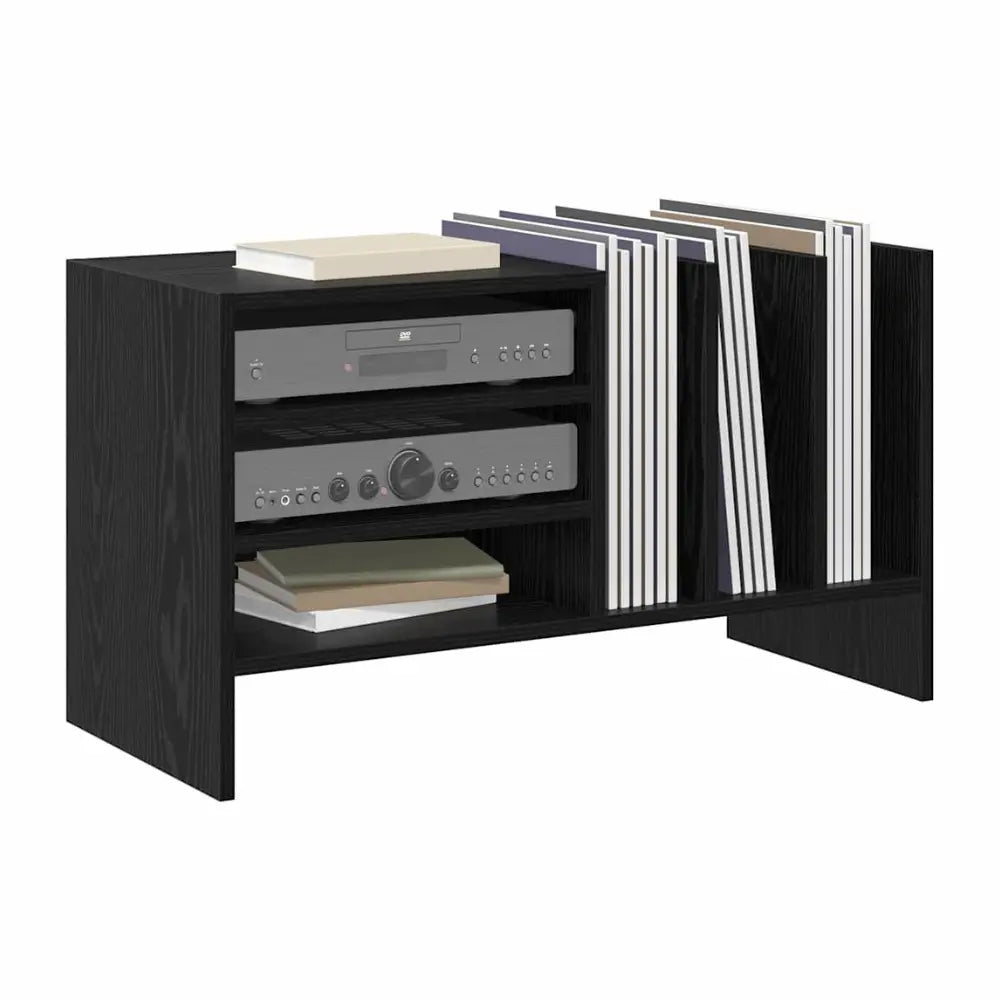 meuble pour platine vinyles couleur bois noir