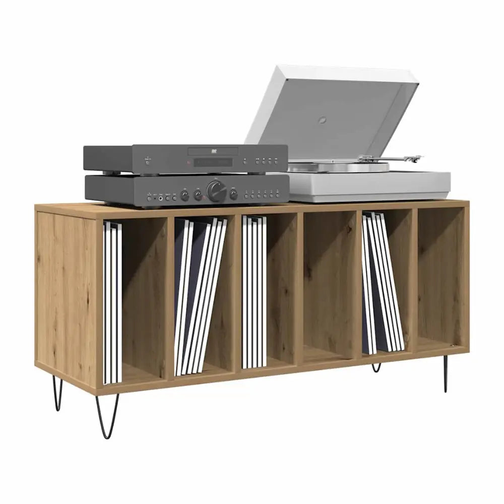 meuble vinyle en bois 6 compartiments