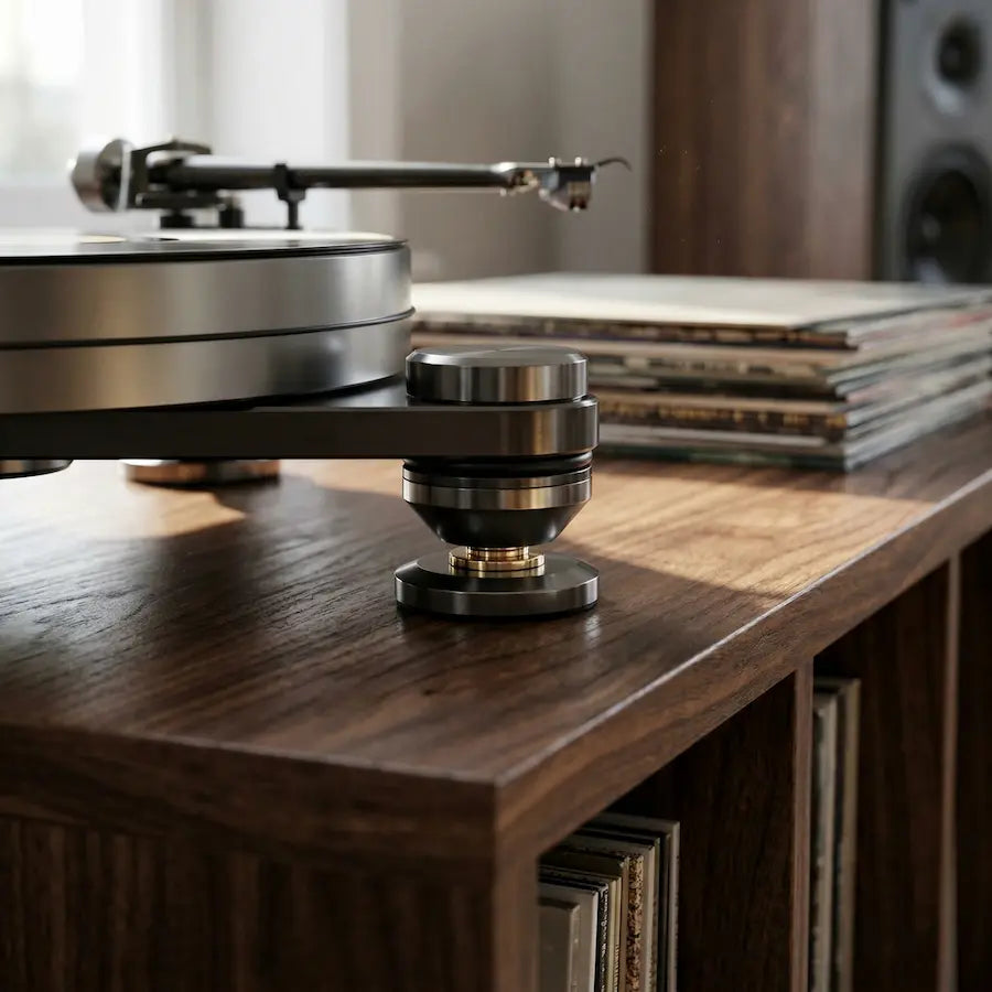 Meuble vinyle pour platine - Chêne marron - 100 x 38 x 48 cm