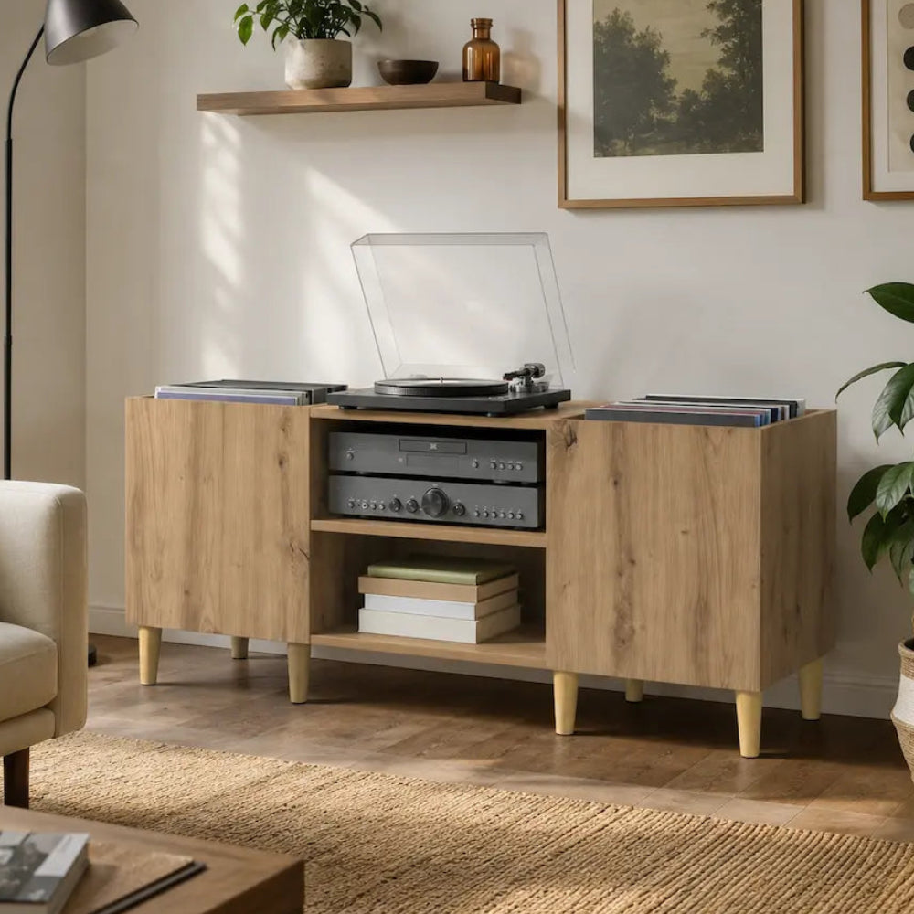 meuble vinyle couleur bois clair