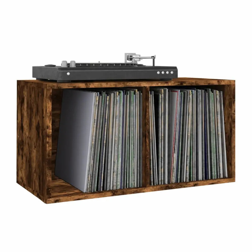 meuble vinyle 3 en 1 couleur chêne fumé