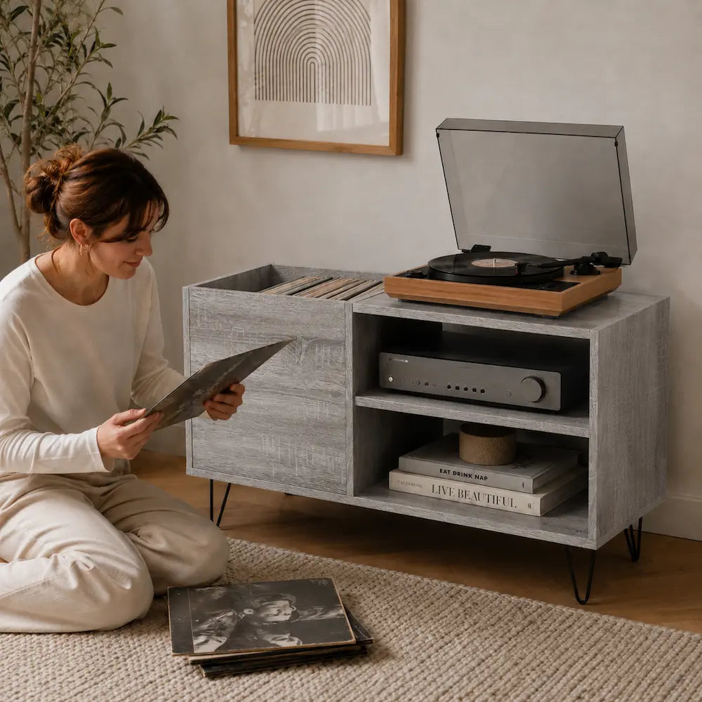 Meuble vinyle couleur gris sonoma