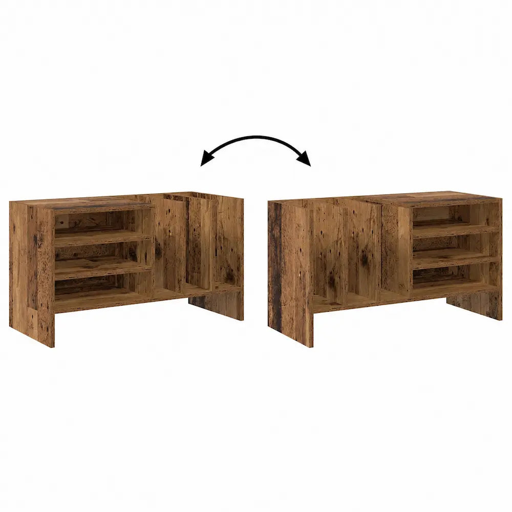 Meuble vinyle pour platine - Bois ancien - 78,5 x 35 x 45 cm