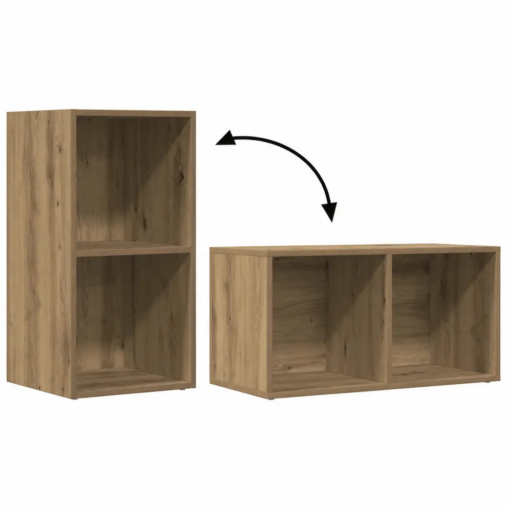 Meuble vinyle pour platine - Chêne artisanal - 69,5 x 34 x 36 cm