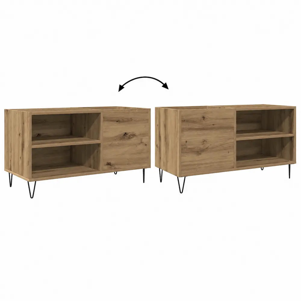 Meuble vinyle pour platine - Chêne artisanal - 84,5 x 38 x 48 cm