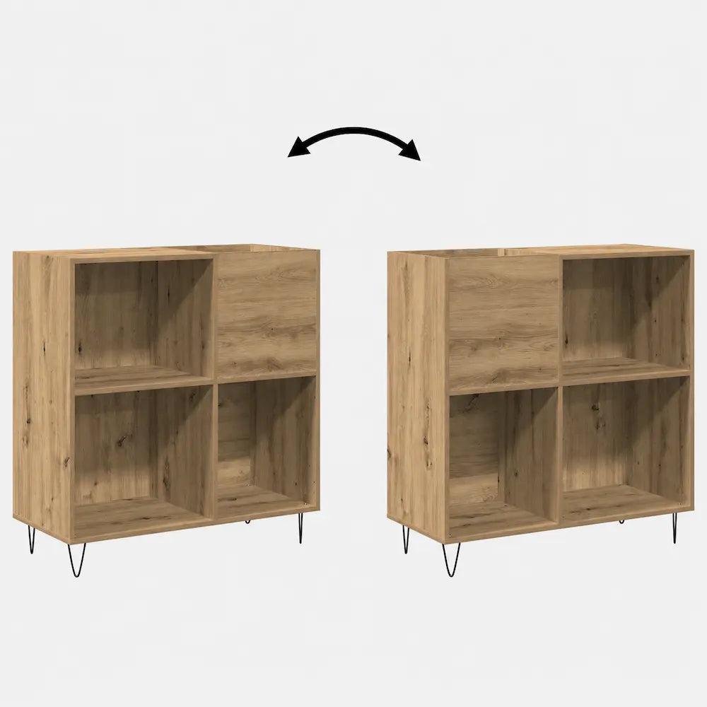 Meuble vinyle pour platine - Chêne artisanal - 85 x 38 x 89 cm