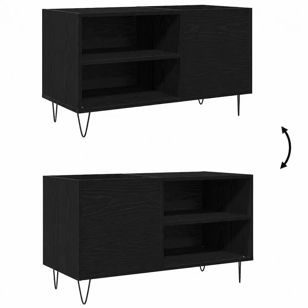 Meuble vinyle pour platine - Chêne noir - 84,5 x 38 x 48 cm