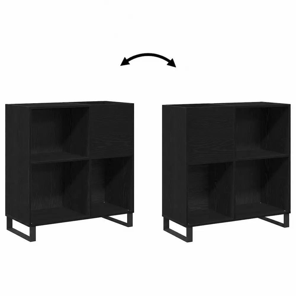 Meuble vinyle pour platine - Chêne noir - 85 x 38 x 89 cm
