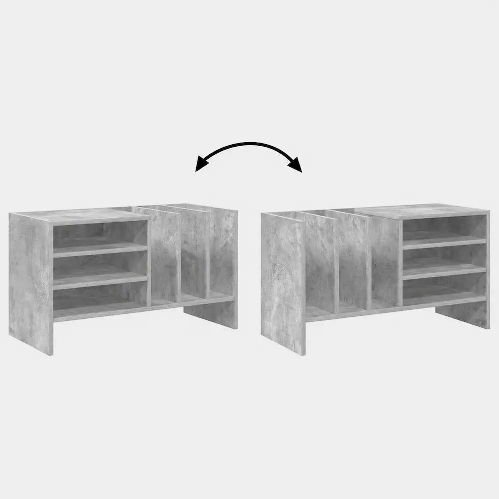Meuble vinyle pour platine - Gris béton - 78,5 x 35 x 45 cm