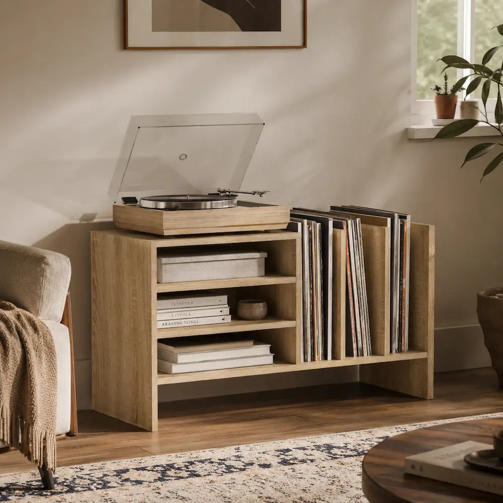 Meuble vinyle pour platine - Chêne sonoma - 78,5 x 35 x 45 cm