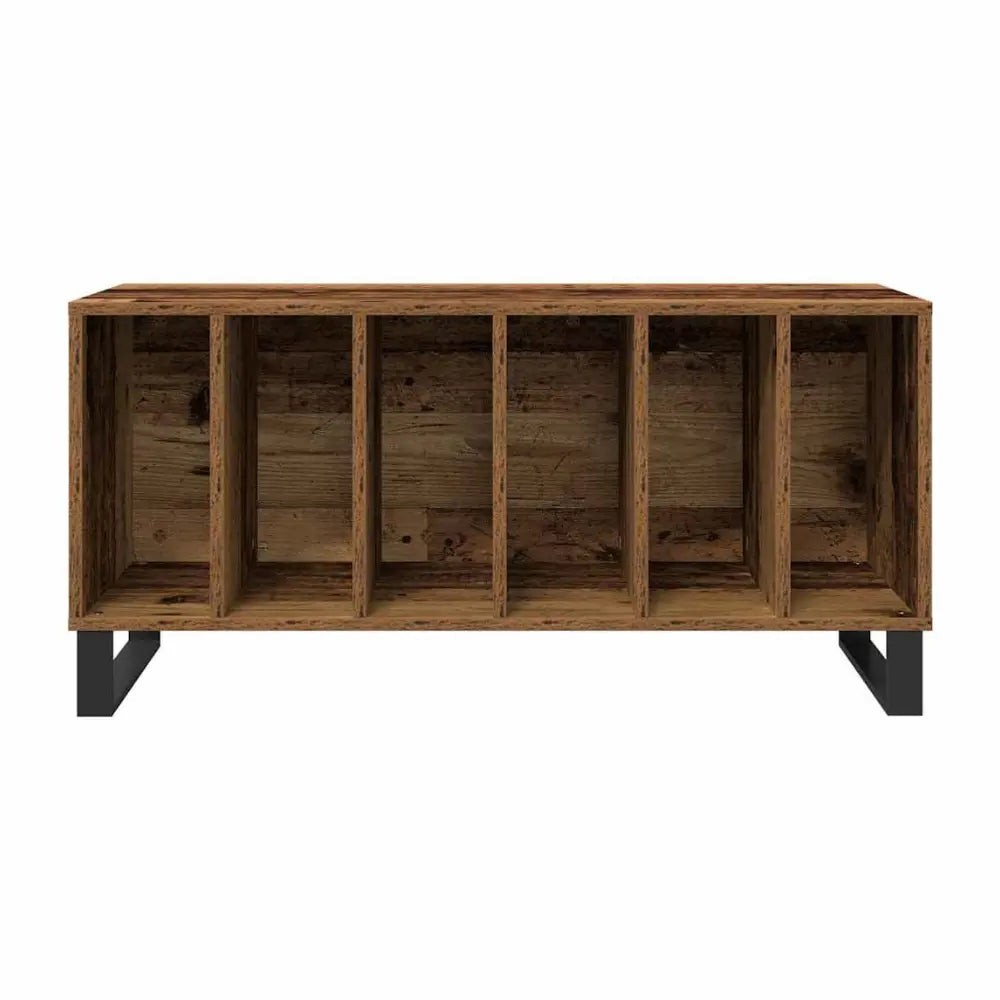 Meuble vinyle pour platine - Bois ancien - 100 x 38 x 48 cm