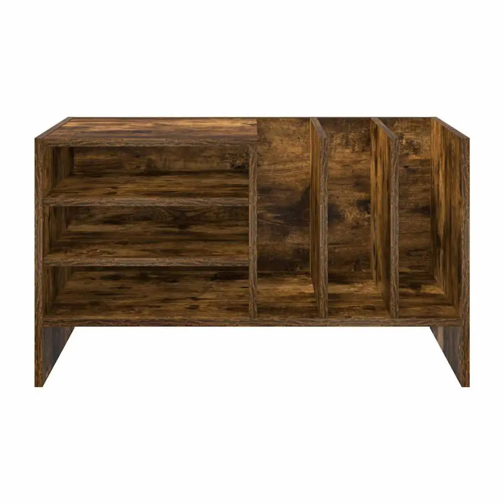 meuble pour vinyles couleur bois foncé fumé