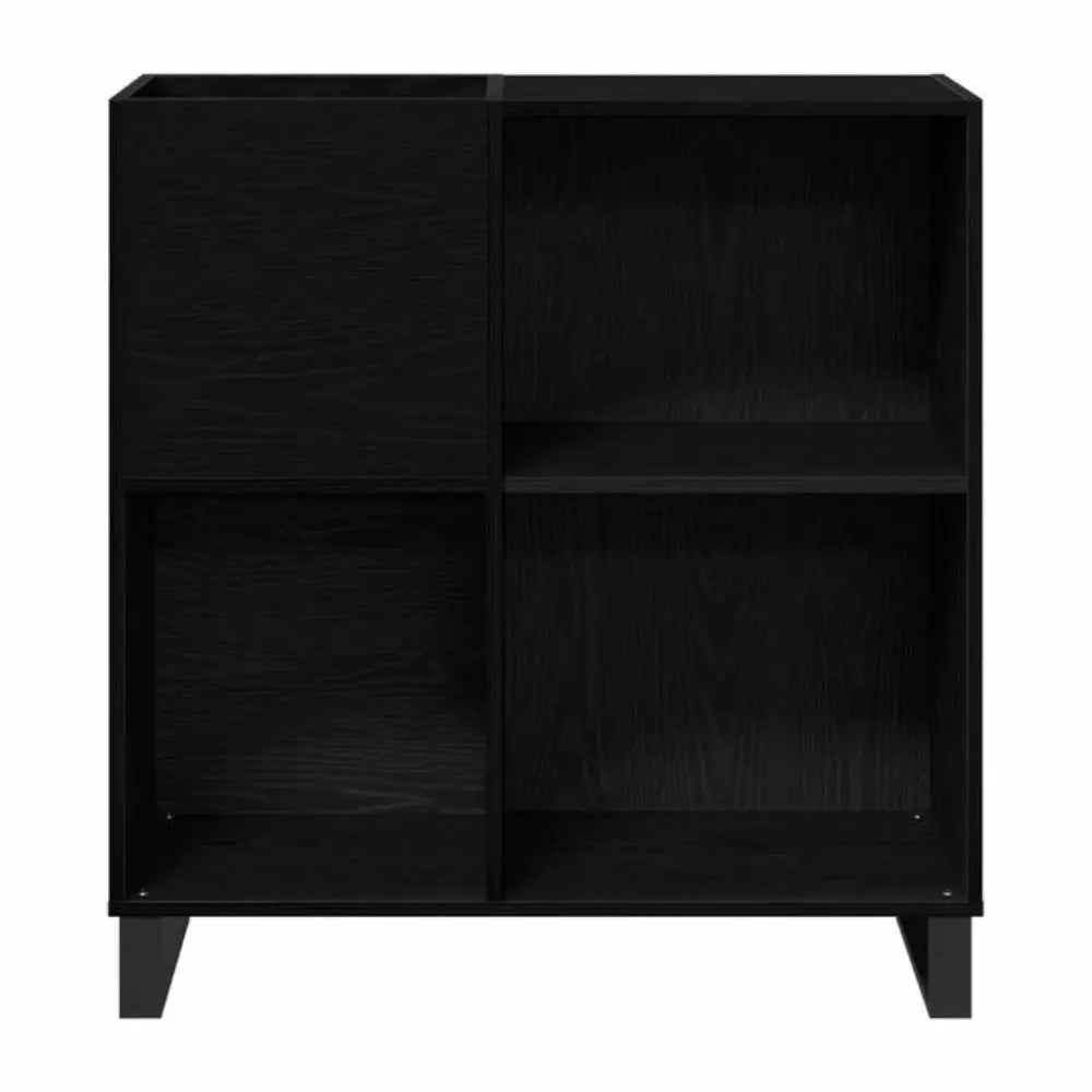 meuble pour platine et vinyles bois noir