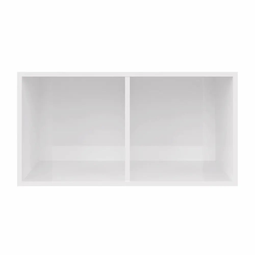 Meuble vinyle pour platine - Bois blanc brillant - 71 x 34 x 36 cm