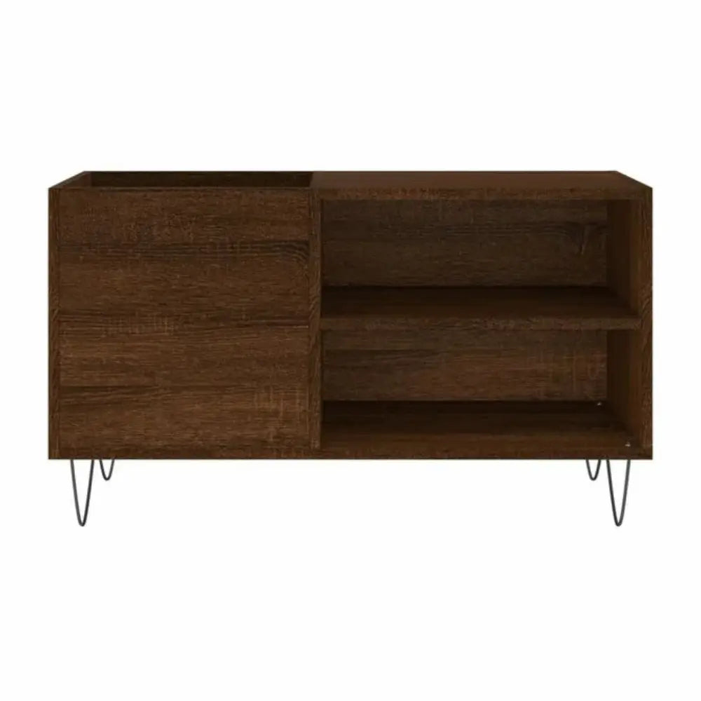 Meuble vinyle pour platine - Chêne marron - 85 x 38 x 48 cm