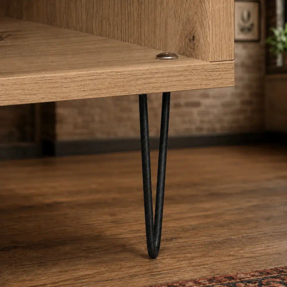 Meuble vinyle pour platine - Chêne artisanal - 85 x 38 x 89 cm