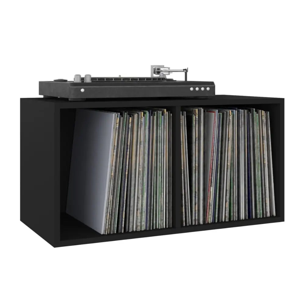 meuble vinyle noir en bois aux dimensions 71 x 34 x 36 cm