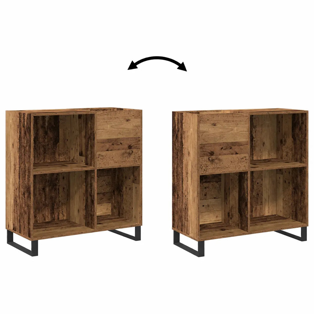 meuble vinyle en chêne artisanal avec dimensions 84,5 x 38 x 89cm position droite ou gauche