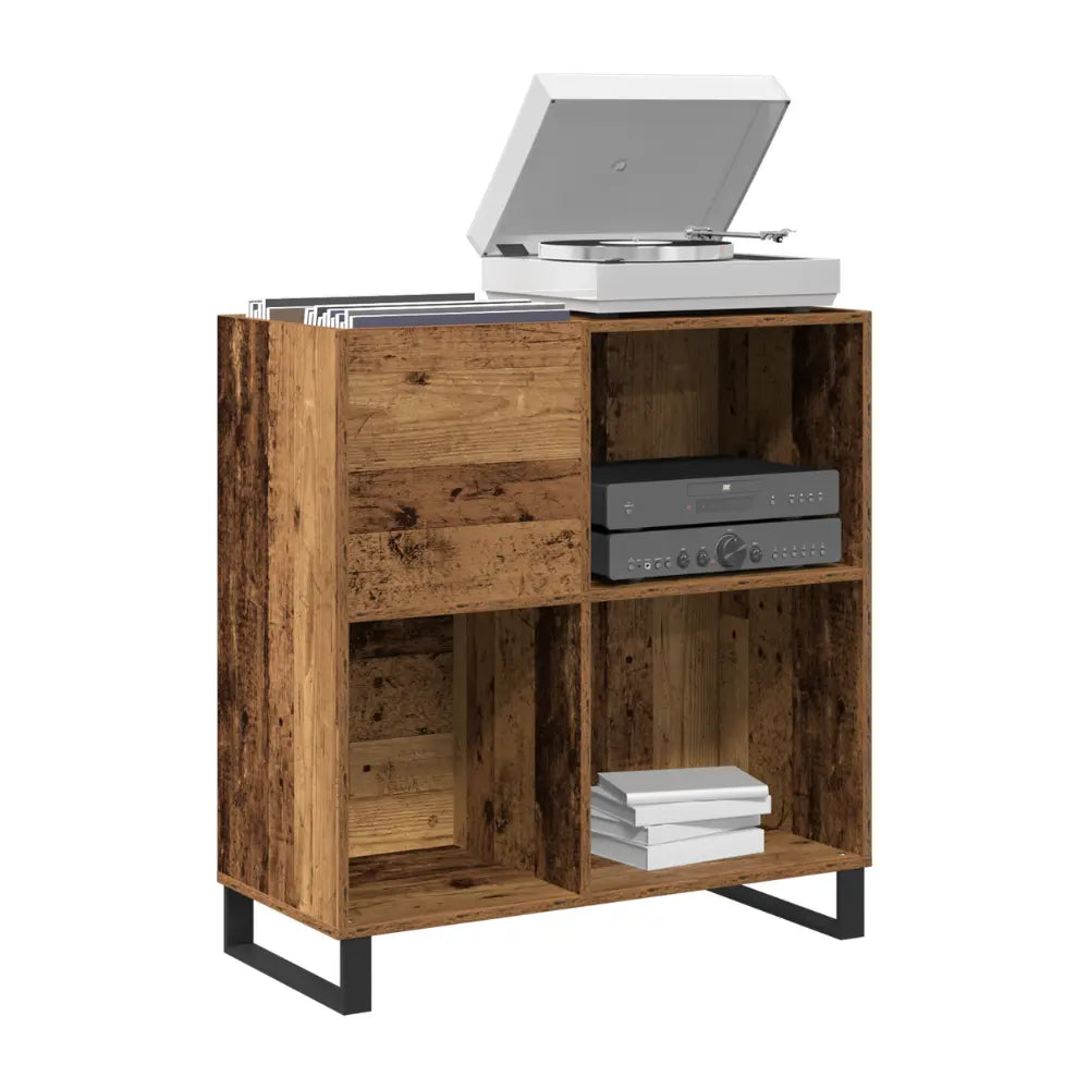 meuble vinyle en chêne artisanal avec dimensions 84,5 x 38 x 89 cm