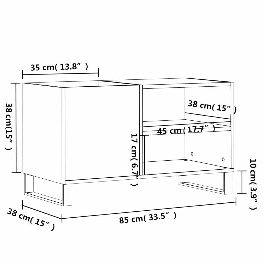 dimensions de meuble vinyle en chêne sonoma avec dimensions 85 x 38 x 48 cm