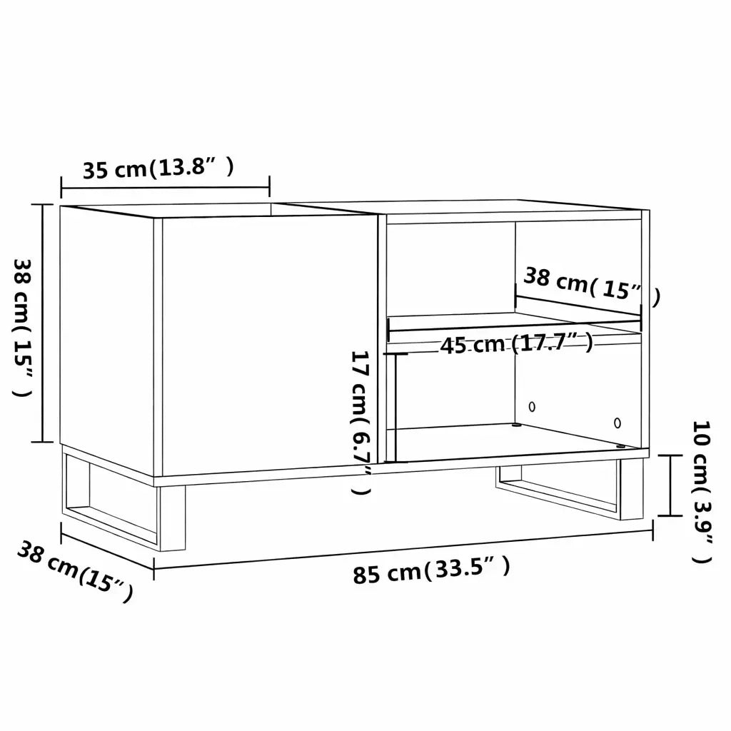dimensions de meuble vinyle gris béton avec dimensions 85 x 38 x 48 cm